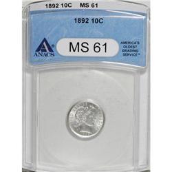 1892 10C MS61 ANACS
