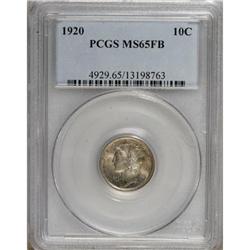 1920 10C Full Bands MS65 PCGS