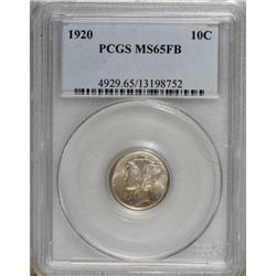 1920 10C Full Bands MS65 PCGS