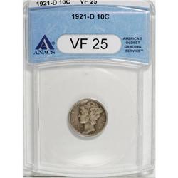 1921-D 10C VF25 ANACS