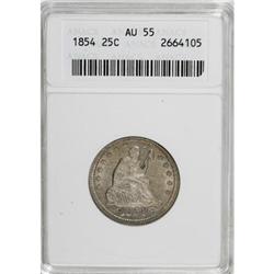 1854 25C Arrows AU55 ANACS