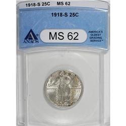 1918-S 25C MS62 ANACS