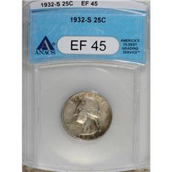 1932-S 25C XF45 ANACS