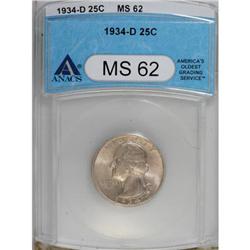 1934-D 25C Medium Motto MS62 ANACS