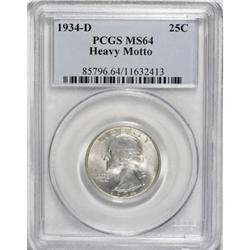 1934-D 25C Heavy Motto MS64 PCGS