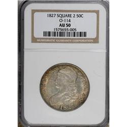 1827 50C Square Base 2 AU50 NGC