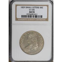 1829 50C Small Letters AU55 NGC