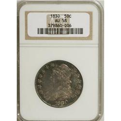 1830 50C Small 0 AU58 NGC