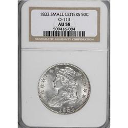 1832 50C Small Letters AU58 NGC