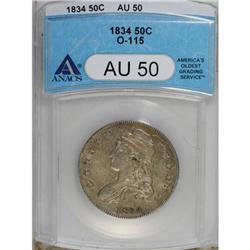 1834 50C Large Date, Large Letters AU50 ANACS
