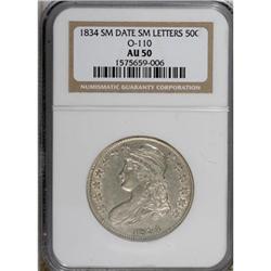 1834 50C Small Date, Small Letters AU50 NGC