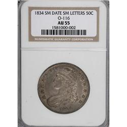 1834 50C Small Date, Small Letters AU55 NGC