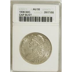 1836 50C Lettered Edge AU55 ANACS