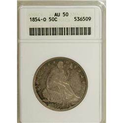 1854-O 50C Arrows AU50 ANACS