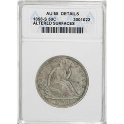 1858-S 50C AU58 ANACS
