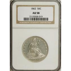1862 50C AU58 NGC