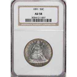 1891 50C AU58 NGC