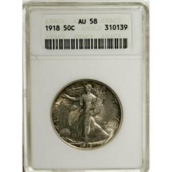 1918 50C AU58 ANACS