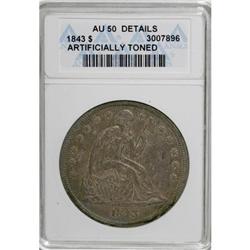 1843 $1 AU50 ANACS