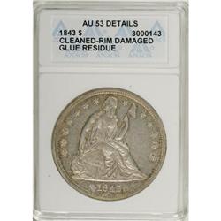 1843 $1 AU53 ANACS