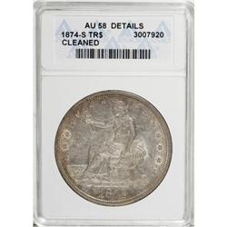 1874-S T$1 AU58 ANACS