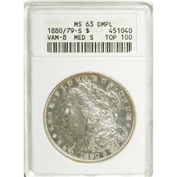 1880-S $1 8 Over 7 Deep Mirror Prooflike MS63 ANACS