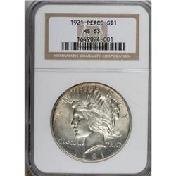 1921 $1 MS63 NGC