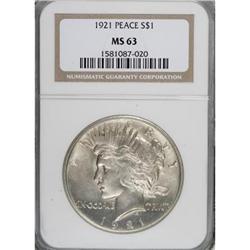 1921 $1 MS63 NGC