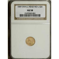 1849 G$1 No L AU58 NGC