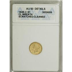 1849-C G$1 Closed Wreath AU50 ANACS