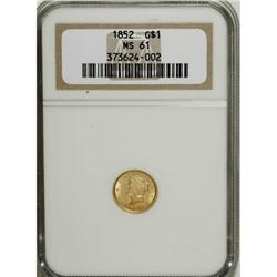 1852 G$1 MS61 NGC
