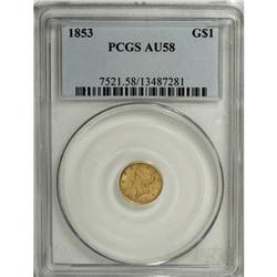 1853 G$1 AU58 PCGS
