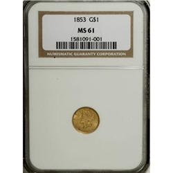 1853 G$1 MS61 NGC