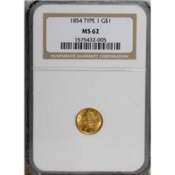 1854 G$1 Type One MS62 NGC
