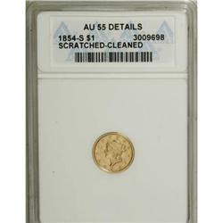 1854-S G$1 AU55 ANACS