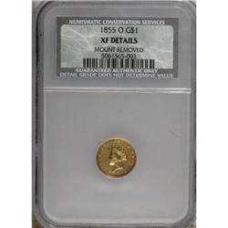 1855-O G$1 AU50 CSN