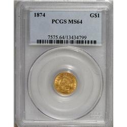 1874 G$1 MS64 PCGS