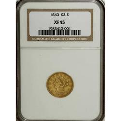 1843 $2 1/2 XF45 NGC