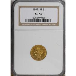 1843 $2 1/2 AU55 NGC