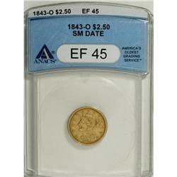 1843-O $2 1/2 Small Date, Crosslet 4 XF45 ANACS