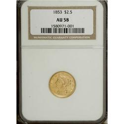1853 $2 1/2 AU58 NGC