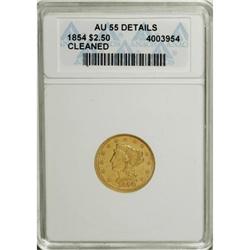 1854 $2 1/2 AU55 ANACS