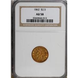 1862 $2 1/2 AU58 NGC