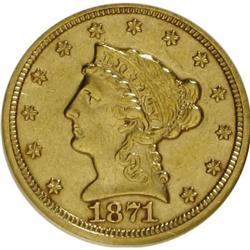 1871-S $2 1/2 AU53 ANACS