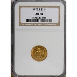 1875-S $2 1/2 AU58 NGC