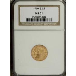 1910 $2 1/2 MS61 NGC