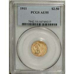 1911 $2 1/2 AU55 PCGS