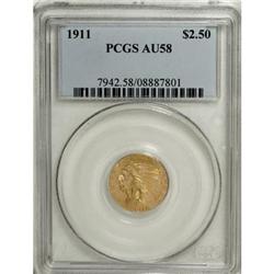 1911 $2 1/2 AU58 PCGS