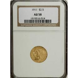 1911 $2 1/2 AU58 NGC