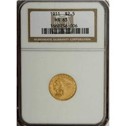 1911 $2 1/2 MS63 NGC